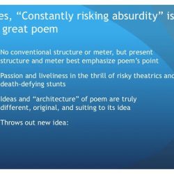 Constantly risking absurdity poem analysis