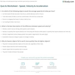 Speed/velocity practice worksheet answer key